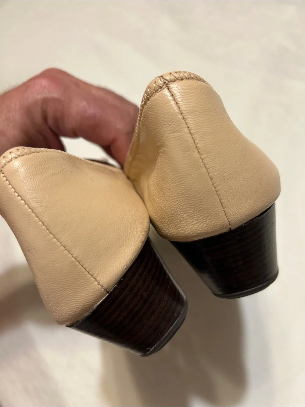 Cole Haan Beige Patent Leather Ballet Flats with Bow Accent